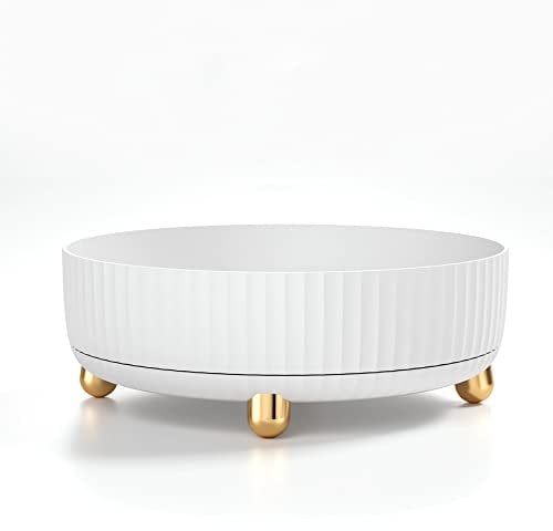 YTNCO Kitchen Organiser Lazy Susan Turntable Cupboard Storage with Nice Exterior Design for Kitchen Storage & Organization, 9 Inch (Pearl White)