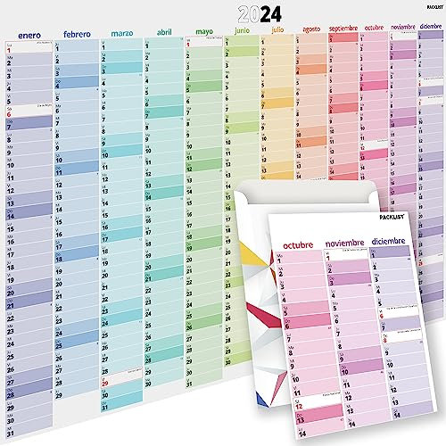 PACKLIST Spanischer Jahresplaner 2024 für die Wand, großes Posterformat DIN A1 84 x 60 cm, zur Verbesserung der Organisation von Familie, Studium und Arbeit