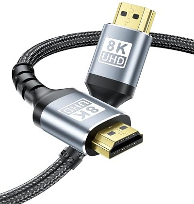 BYEASY Câble HDMI 2.1, 1 m, 8K @ 60 Hz, compatible avec tous les appareils HDMI PC/TV/HDTV/Blu-ray