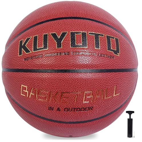 KUYOTQ - Pallacanestro da basket per interni ed esterni, misura ufficiale 5/6/7, 79,5/71,5/74,5 cm, in pelle composita con assorbimento dell'umidità super grip antiscivolo per bambini/ragazzi/adulti,