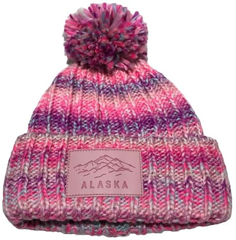 ROBIN RUTH Alaska Beanie Mütze Bulky Knit Qualität bunt Heavy Pink Pom Pom, Pink, 5 5/8