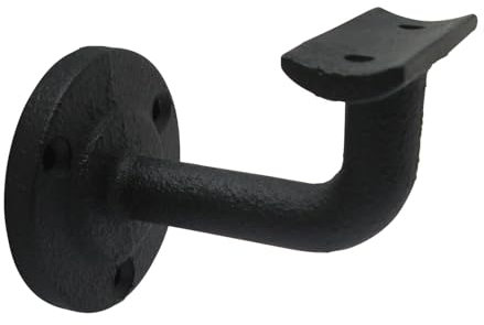 5x SO-Tools Handlaufhalter, schwarz matt aus Gusseisen, Industrie Vintage für den Aussenbereich, sehr grobe Oberfläche für 42,4 mm Handlauf Rohr