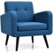 RELAX4LIFE Sessel, Ohrensessel mit Armlehnen, Relaxsessel mit Massivholzbeinen, Wohnzimmersessel bis 120 kg belastbar, Fernsehsessel Modern, für Wohnzimmer Schlafzimmer (Blau)