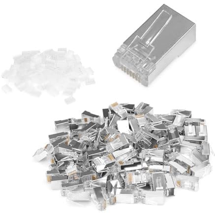 DIGITUS Cat 6 Connecteur à sertir - 100 pièces - Connecteur réseau RJ45 Blindé - pour câble réseau Cat6, câble de raccordement & câble PoE Ethernet LAN - 1GBase-T - 8P8C - AWG 27/7 à AWG 24/7