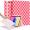 Wazzasoft Étui portefeuille pour iPad 10e génération avec porte-crayon clavier 10,9 pouces, housse de tablette pour femmes, filles, adolescentes, motif à carreaux kawaii, design unique pour Apple