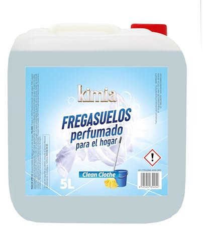 KIMIA - Fregasuelos Clean Clothe 5L | Fregasuelos Perfumado para Hogar | Limpiador de Suelo | Limpieza Profunda | Aroma a Ropa Limpia | Fragancia Fresca y Duradera | Para Todo Tipo de Superficies