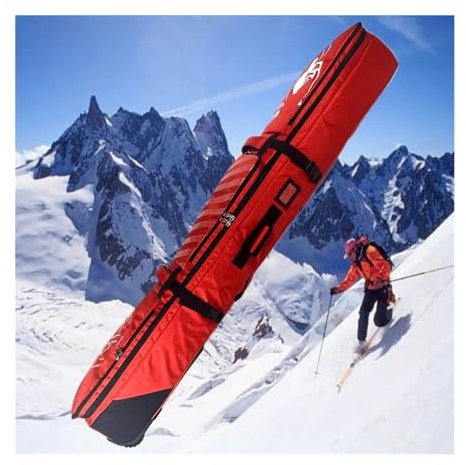 LCQSYE Snowboard Bag Snowboard-Rucksack, rote Skitasche, Snowboard-Helmstiefel, Wintersport-Reisetasche mit Rad Skitasche(156cm)