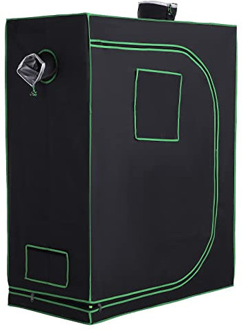 Outsunny Tenda Idroponica in Oxford 600D con 3 Prese d'Aria Regolabili e Finestra, Serra Idroponica per Coltivazione con Foro per Cavi da Interno, 120x60x150 cm, Nero