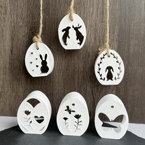 Silikonformen Gießformen Ostern, 6 Stück Silikonform Ostern Anhänger Silikonform Hase Ostereier Anhänger Gipsformen Zum Gießen Gießformen Silikon Osterhase Eier Giessformen Silikon Gießform Ostern