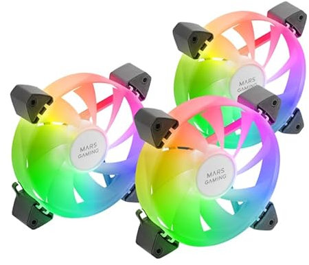 Ventilador - kit de 3 ventiladores de 120mm, control A-RGB, funcionamiento silencioso, diseño negro, ideal para mejorar la refrigeración del PC.*