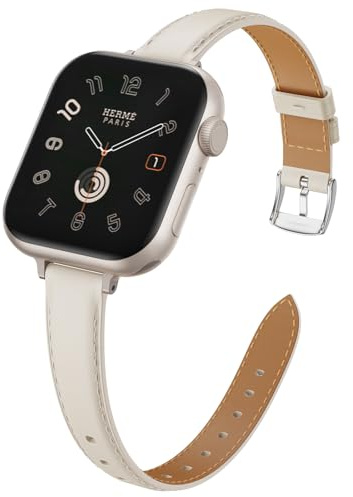 AidorMax Compatible avec Bracelet Apple Watch 40mm 41mm 42mm 44mm 45mm 46mm 49mm, Bracelet Montre Cuir Etroit Femme Élégante pour iWatch Series SE/11/10/9/8/7/6/5/4