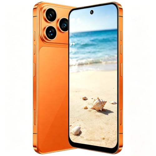 JtQtJ 4G Smartphone, 6.6 HD Screen Mobile Phone, 4GB RAM+32GB ROM (Expansion to 256GB), 5000mAh Large Battery, Dual SIM Dual Camera,Android 12.0,Support WIFI/Bluetooth/Face ID/GPS/OTG (Orange)