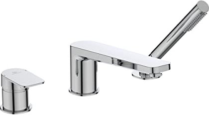 Ideal Standard Tonic II Mischbatterie für Badewanne, 3 Löcher, herausziehbare Handbrause, wassersparend, mit Belüfter