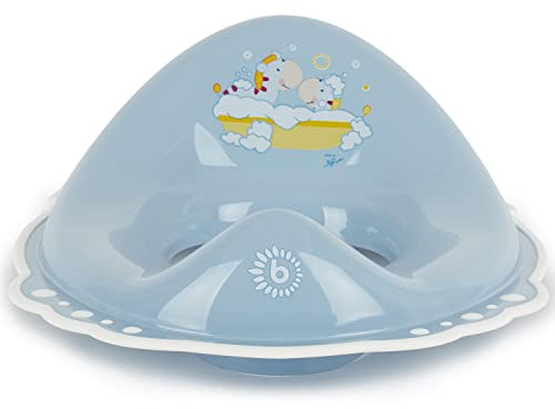 BIECO 11180705 - Kinder Toilettensitz Trend in blau, mit Zebra Motiv und Anti Slip Funktion, ca. 39,5 x 30 x 13 cm, ab 8 Monate bis etwa 4 Jahre