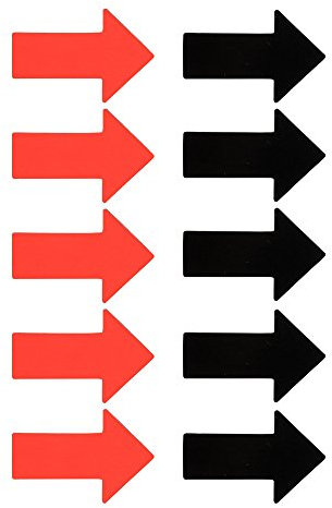 10 Magnetische Pfeile - 5 roten und 5 schwarzen - 4 x 6 cm. Symbol Magnet Pfeil Magnete für Magnettafeln, Kühlschränke, Plantafeln und Whiteboards.