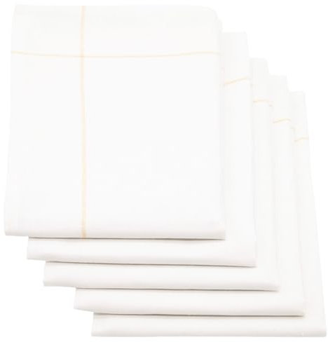 ZOLLNER 5er Set Geschirrtücher, 50x70 cm, Halbleinen, weiß gelb