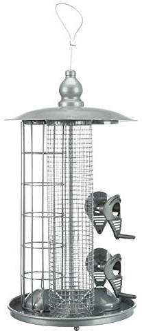 TRIXIE 55421 Futterstation 3in1 Knödel&Futter Metall/Kunststoff, ø 20 × 36,5 cm, Silber