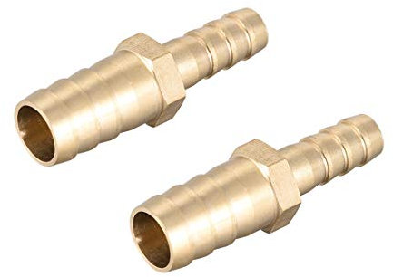 sourcing map Straight Brass Barb Fitting Reducer, Fit Hose ID 12mm to 8mm 2pcs