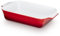 KHG Auflaufform mittelgroß 26 cm mit 0,75 Liter in Rot für 1-2 Personen | Ofenform aus Keramik Steingut rechteckig & kratzfest | Backform für Lasagne Tiramisu Aufläufe & mehr