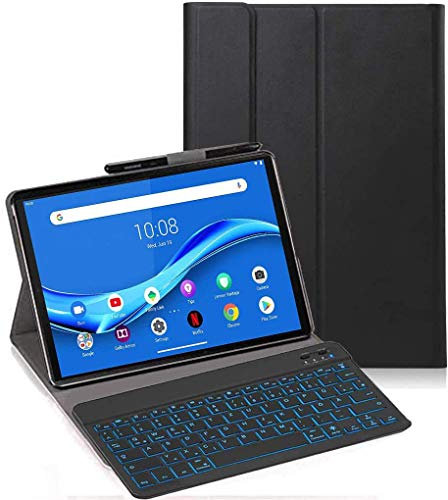 RLTech Tastiera Custodia per Lenovo Tab M10 FHD Plus, [Italiana Layout] 7 Colori Backlit Tastiera Wireless con Custodia Protettiva per Lenovo Tab M10 FHD Plus 10.3 TB-X606F, Nero