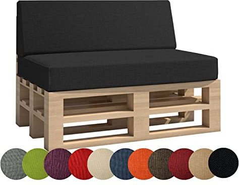 chilly pilley Palettenkissen Gartenkissen Palettenauflage Palettenpolster Indoor Outdoor Waschbar Abnehmbar Sitzkissen Rückenkissen (2er Set, Schwarz)