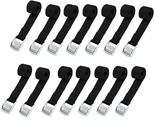 14 Pcs Ratchet Tie Down Straps - Adjustable Lashing Straps with Buckle for Bicycle Carrier Cargo Trailer Car Luggage (2.5 cm x 3 m)