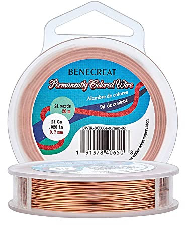 BENECREAT 0.7mm(21Gauge) Tarnish Resistant Copper Wire 20m Jewelry Beading Wire for Crafts Beading Jewelry Making