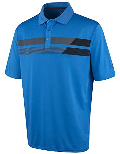 Island Green Men's CoolPass Stretch Quick Dry Breathable Polo Shirts, Marine Blue, L