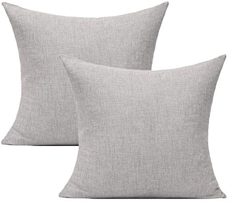 All Smiles Kissenbezug 40x40 Leinen Bettwäsche Kissenbezüge Dekokissen Kissenhülle mit Verstecktem Reißverschluss für Sofa Auto Couch Bett Schlafzimmer,Hellgrau 2er Set