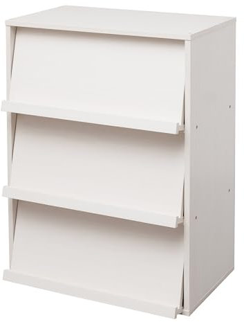 Iris Ohyama, mobiliario, Biblioteca, Estante de Almacenamiento, 3 Puertas Plegables, diseño, sólido, Moderno, Multi-Uso, Escritorio, habitación, salón - Flap Rack Chr - 3 - White Oak