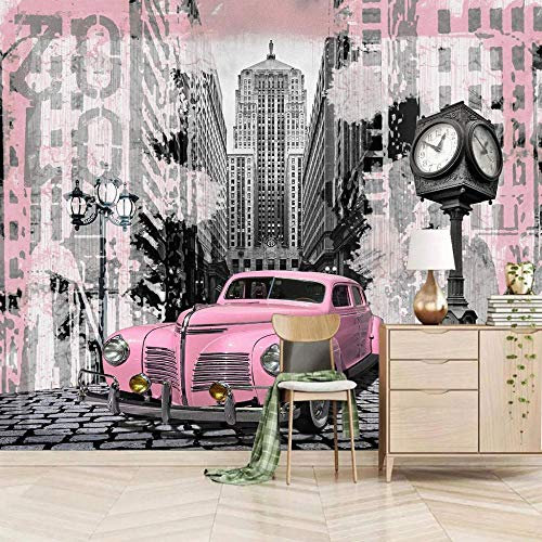 ZLLPRETTY Poster geant mural Voiture de sport rose de Londres 3D Papier Peint Mural Poster Enfant Chambre Garcon Fille Ado Décoration De La Maison Intissé Photo Peinture Murale 350x256cm
