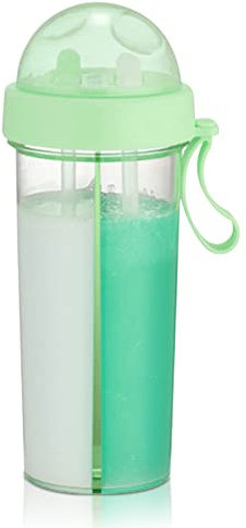 HERCHR 600 Ml Trinkbecher Becher Mit Deckel Und Strohhalm, Doppelte Trinkflasche, Wiederverwendbare Hartplastikbecher, 2-in-1-kinderwasserflasche Für Outdoor-reisesport(grün)