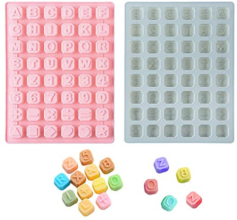 Silikonform mit Buchstaben und Zahlen Pralinenform Silikonform Buchstaben Alphabet Gelee Süßigkeiten Silikonform Schokoladenform Silikon Mehrzweck Silikonform Kinder Zahlen Geburtstagsparty 2 Stück