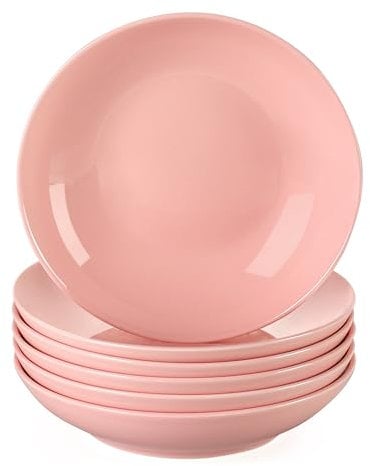 LOVECASA, Série Sweet, Assiette Creuse à Soupe en Porcelaine, 6 Pièces, 21 cm, 550 ML, Assiette Couleur Pure