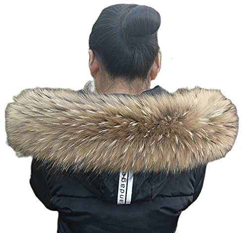 echter Pelzmantelkragen natürlicher Waschbärschal weiblich großer Pelzkragen männliche Daunenjacke Lederhut Länge75CM Breite16CM