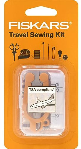 Fiskars Nähset - 27-teiliges Reise-Nähset mit Etui - Bastelbedarf - Orange