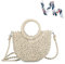 Sac de Plage d'été en Paille pour Femme Tressés à la Main,Sac à Main Panier Tissé Sac Bandoulière à Porter à l'épaule Avec Style Boho Fait Main Pour le Voyage, La Date et Les Vacances (Beige)