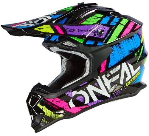 O'NEAL | Motocross-Helm | MX Enduro | ABS-Schale, Lüftungsöffnungen für optimale Kühlung | 2SRS Helmet Glitch V.23 | Erwachsene | Multi | Größe L (59/60 cm)