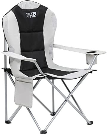 Get Fit Premium Campingstuhl – dick gepolsterter Klappstuhl für Erwachsene mit Zeitschriftentasche