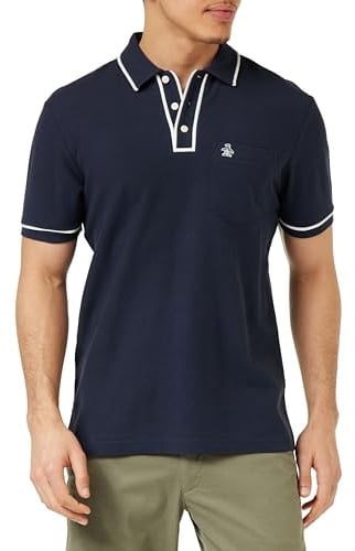 Original Penguin - Men's Polo Shirt, Organic Cotton, Earl Polo Top, Short Sleeve, Contrast Trim, Dark Sapphire, M