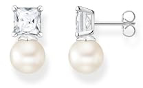 THOMAS SABO Ohrstecker Perle mit weißem Stein silber 925 Sterlingsilber
