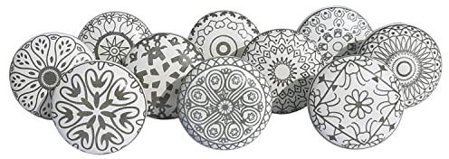 Royal Kraft Vintage Printed Ceramic Pull Knobs for Kitchen Cabinet, Door & Drawer, Wardrobe, Cupboard (Set of 10) Sknob014