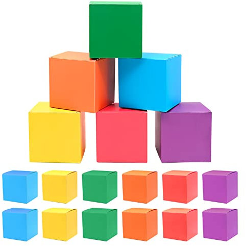 Cisolen 18 scatole regalo colorate in carta kraft con coperchio, scatola di carta kraft per matrimoni, compleanni, feste, Natale