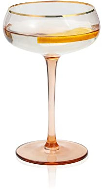 EVEREST GLOBAL 1 Pcs Gold Rim Champagne Coupe Glasses, 8.8 oz Martini Glasses, Handmade Coupe Cocktail Glasses, Excellent Addition to Your Wedding Parties