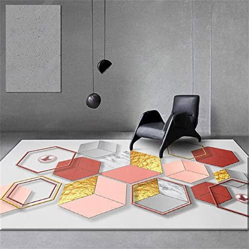 Kunsen Gamer Chambre, lit, Salon, Impression 3D Tapis d Entree Rose antidérapant À l'aise100x160CM