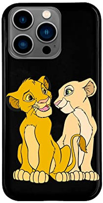 Schutzhülle für iPhone 14 Pro Max Offizielle Simba und Nala Silhouette Schwarzes Silikon zum Schutz Ihres Handys. Wählen Sie die Art der Hülle, die Sie am besten mögen, mit offizieller Disney-Lizenz