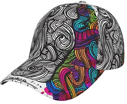 Links und Rechts Gehirn Bedruckte Baseballkappe Verstellbare Snapback Mütze Unisex für Sport Outdoor Alle Jahreszeiten Schwarz, Schwarz, Einheitsgröße, Schwarz, Einheitsgröße