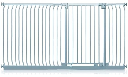 Safetots Extra Hohes Elite Sicherheitsschutzgitter, 207cm - 216cm, Matt Grau, Extra hohe 96.8cm Höhe, Treppenschutzgitter mit Druckmontage, Sicherheitsbarriere, Einfache Installation
