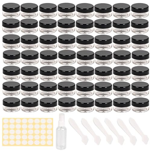 70 Pièces Pot Vide Cosmétiques,Contenant Cosmetique Vide + 1 Vaporisateur 15 ML + 6 Grattoirs + 80 Autocollants