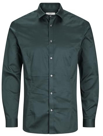 JACK & JONES Men's Jjprparma Shirt L/S Noos Long Sleeve, Darkest Spruce/Fit: Super Slim, XS
